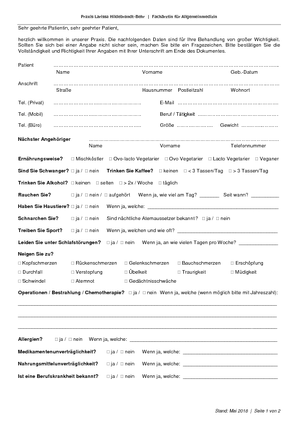 Anamnesebögen | Allgemeinmedizinerin Hausarzt Gummersbach Bergneustadt ...